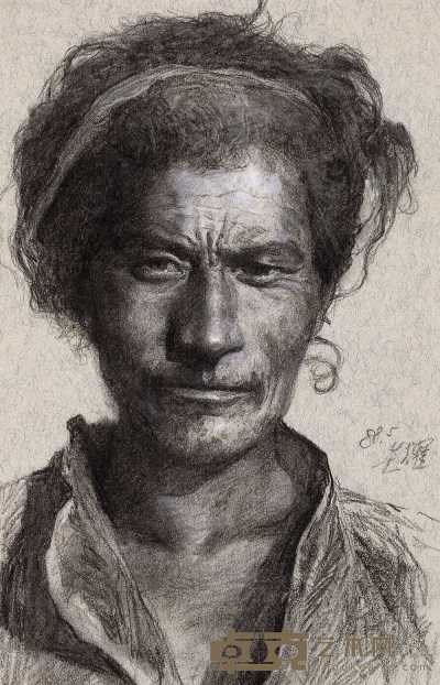 徐芒耀 1988年作 肖像 24×15cm